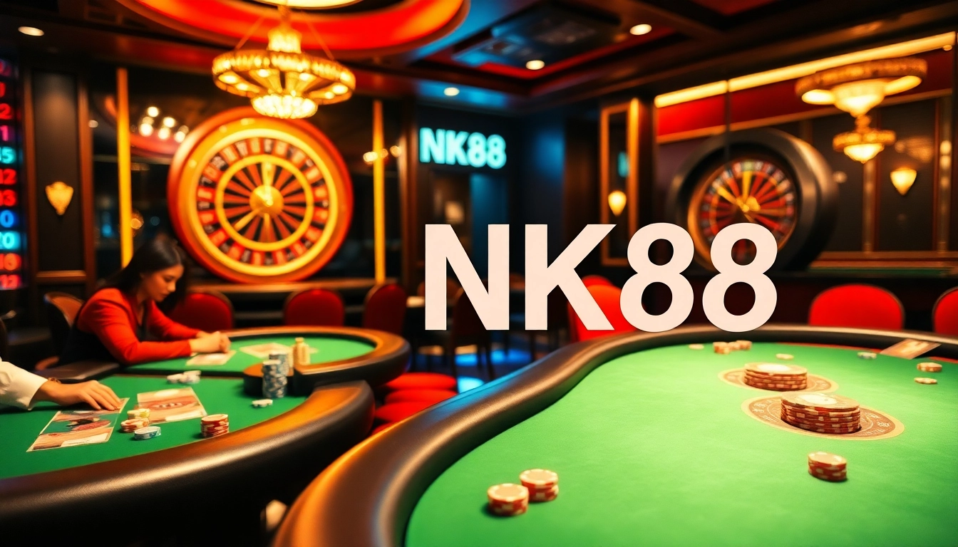 Experience the thrill of NK88 at a luxurious casino poker table.