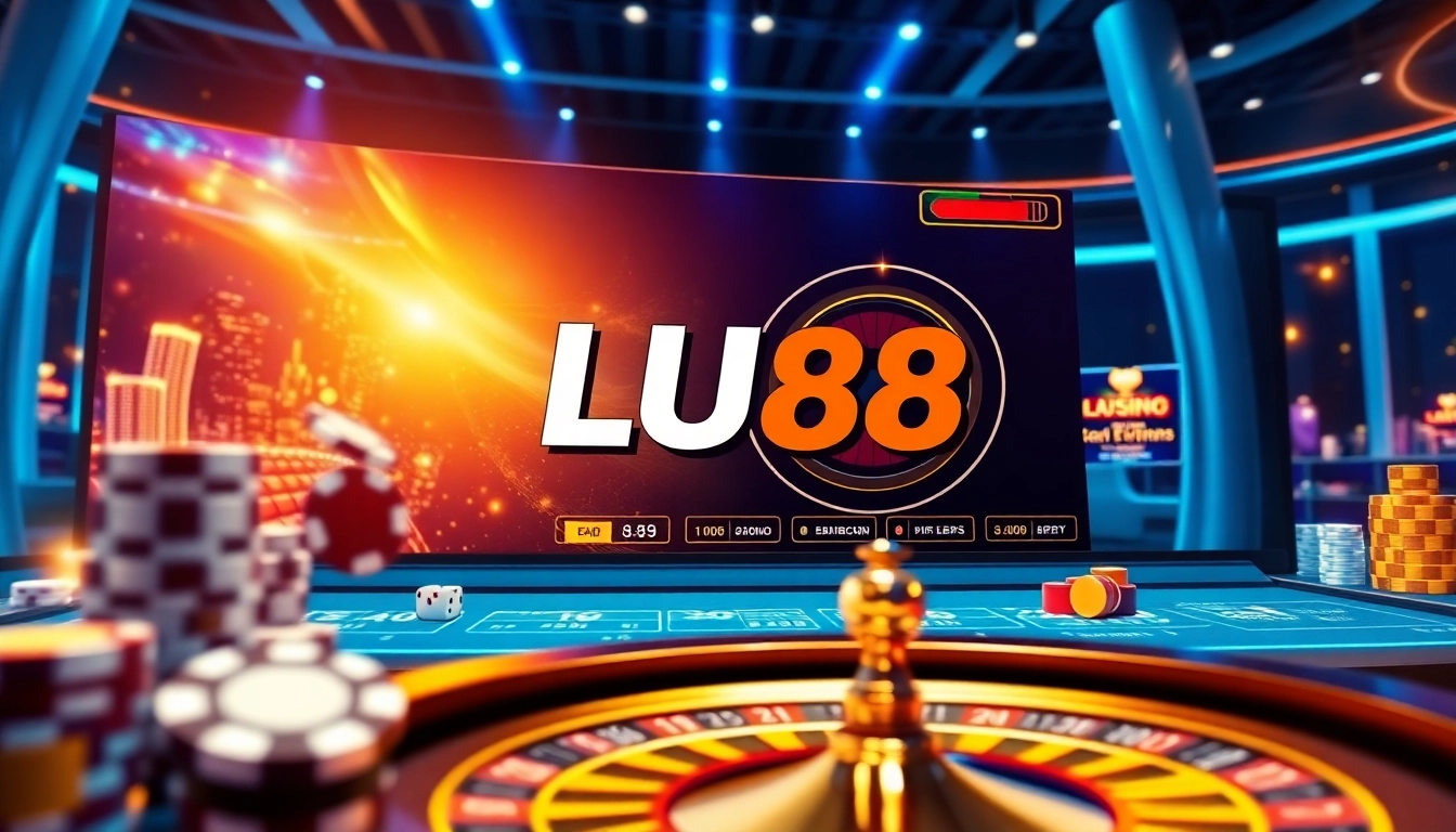 Experience the thrill of betting at https://lu88.cn.com/ with vibrant casino elements, poker chips, and roulette.