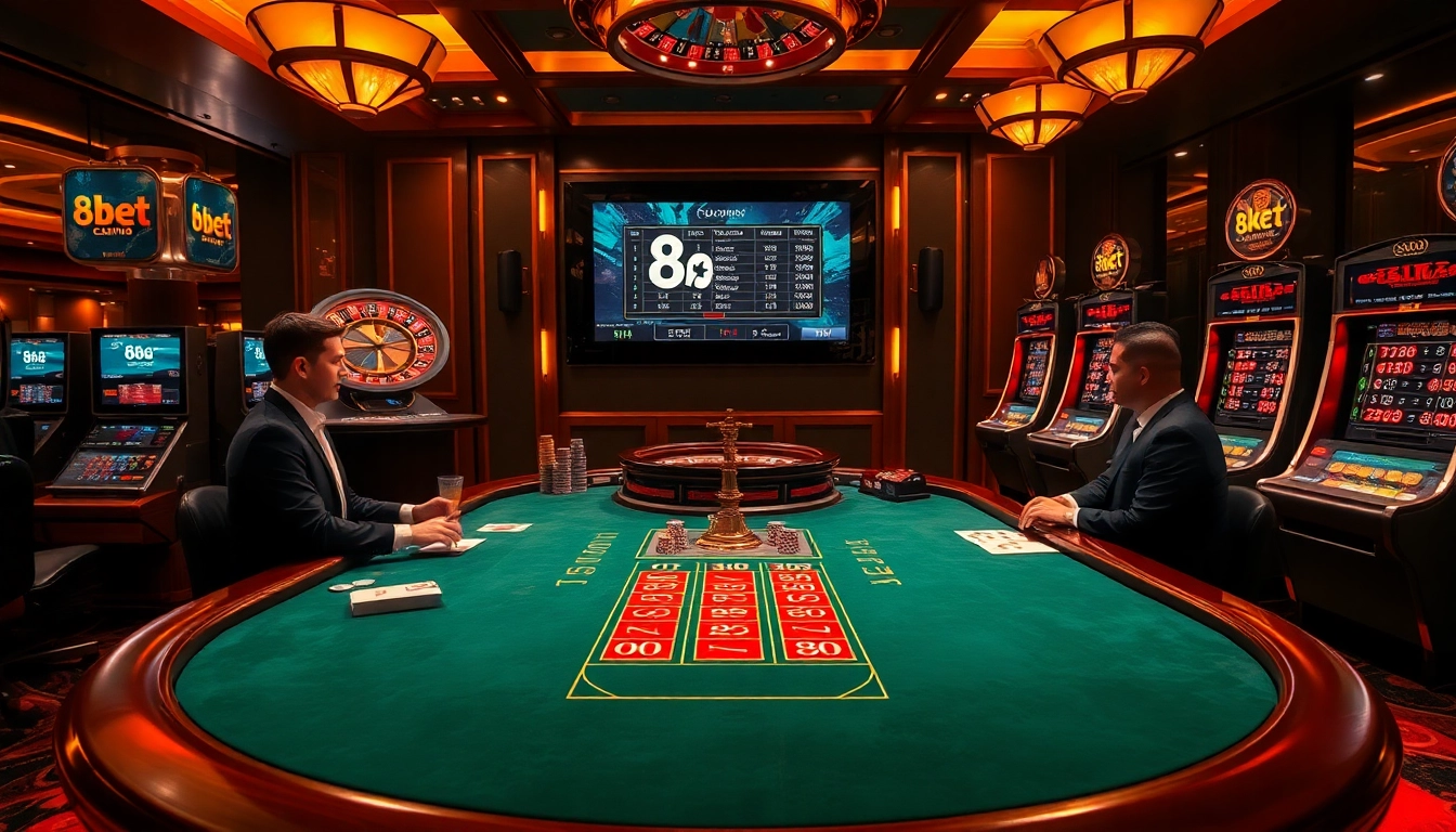 8kbet casino showcasing professional dealers engaging in strategic baccarat and live roulette action