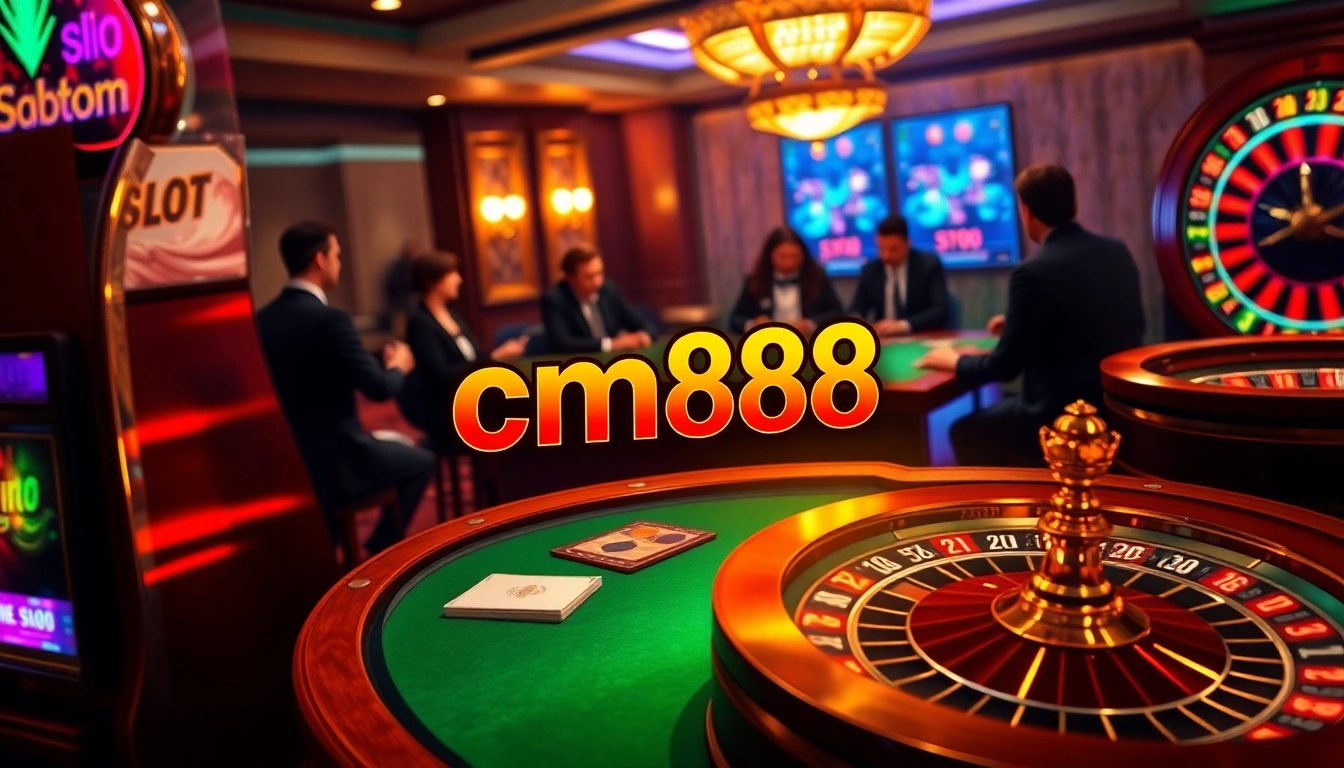 Excited players enjoying the cm88 slot experience in a vibrant casino atmosphere.
